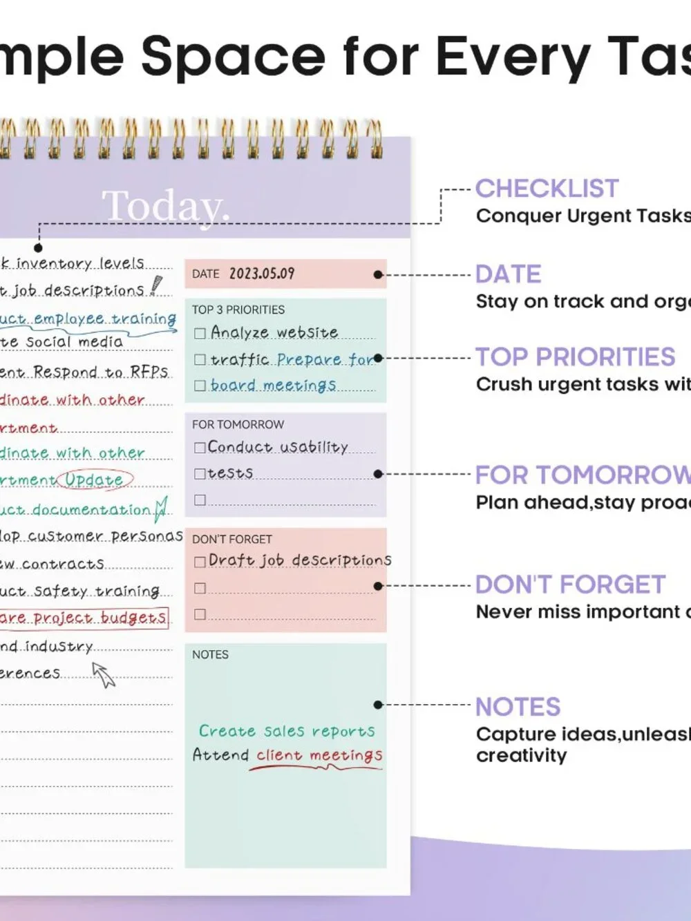 Taja To Do List Notepad - To Do List Notebook for Work with 52 Sheets, 9.8